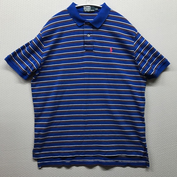 Polo Ralph Lauren Other - VTG Ralph Lauren Shirt Mens Large Blue Striped Short Sleeve Rugby Preppy Basic